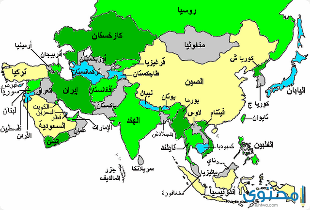 اسماء الدول في قارة اسيا 