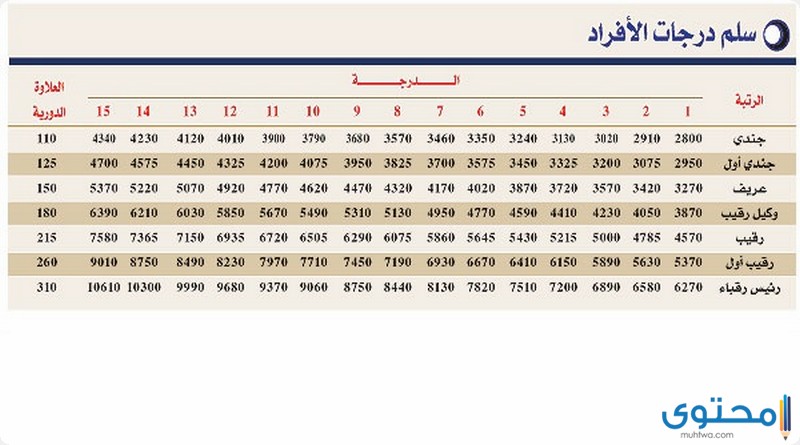 سلم رواتب المباحث العامة 